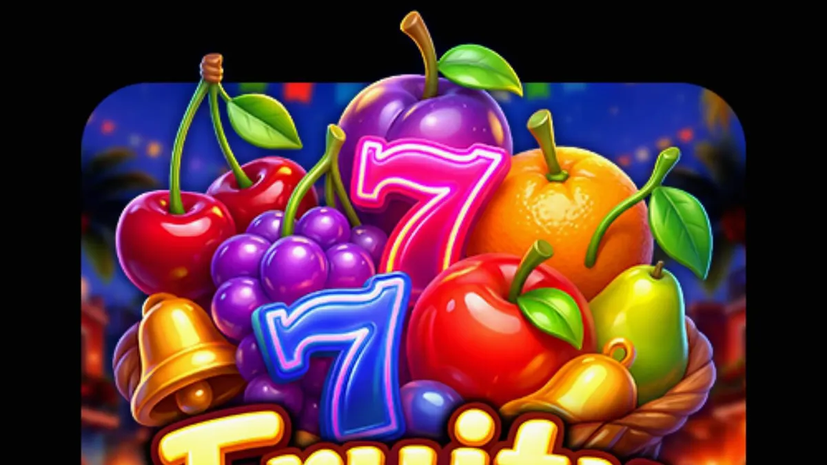 Tampilan visual slot Fruity Fiesta dengan tema neon dan buah-buahan yang ceria.